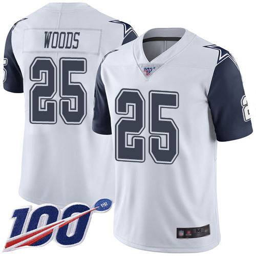 Men Dallas Cowboys Limited White Xavier Woods #25 100th Season Rush Vapor Untouchable NFL Jersey